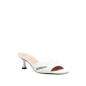 NEW LOVE MOSCHINO women's leather quilted heels mule in white